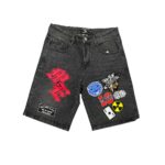 ‘Danger’ Patch Denim Shorts